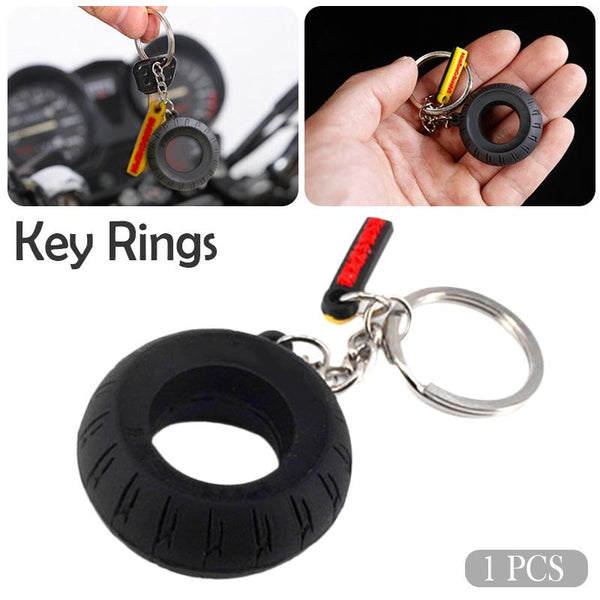 1PC Car Tyre Keychain Motorcycle Assistant Decoration Key Ring Tire Rubber Car Interior Decoration