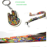 Car Motorcycle Keychain Keyring Cartoon Funny Sticker BombRacing Drift JDM Hand Driver Enthusiasts