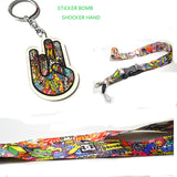 Car Motorcycle Keychain Keyring Cartoon Funny Sticker BombRacing Drift JDM Hand Driver Enthusiasts