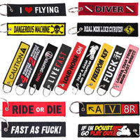 Black Stickers Fashion Keychain Customiz Key Holder Key fob Remove Before Flight Keychains for Car Chaveiro Para Moto Motorcycle