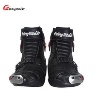 Riding Tribe Men Motorcycle Riding Boots Motorbike Racing Leather Waterproof Winterproof Anti-skid Wear-resistant Shoes A009