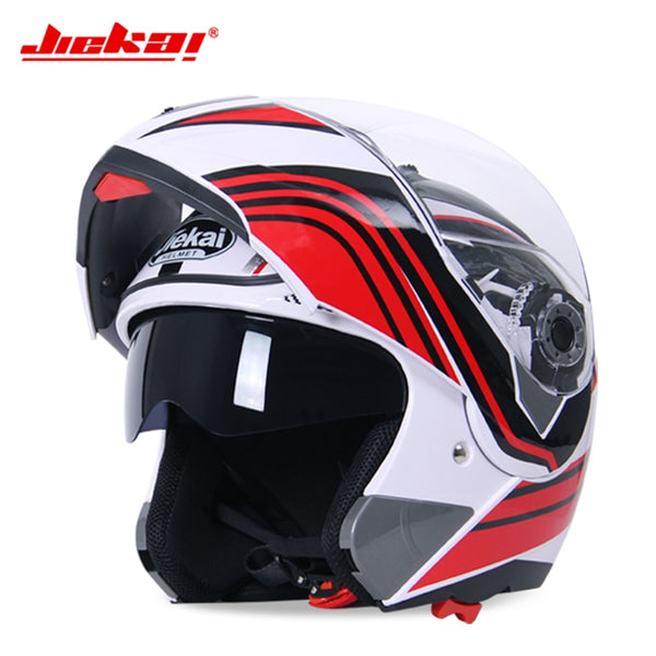 JIEKAI Flip Up Racing Motorcycle Helmet Double Visor Lens