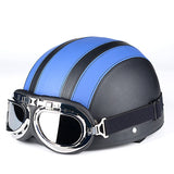 S2R Retro Motorcycle Helmet Synthetic Leather  Open Face Detachable Helmets With Visor Goggles Adjustable Halley coloured helmet