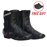 PRO-BIKER SPEED Ankle Joint Protective Gear Motorcycle Boots Moto Shoes Motorcycle Riding Racing Motocross Boots BLACK RED WHITE