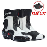 PRO-BIKER SPEED Ankle Joint Protective Gear Motorcycle Boots Moto Shoes Motorcycle Riding Racing Motocross Boots BLACK RED WHITE