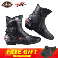 PRO-BIKER SPEED Ankle Joint Protective Gear Motorcycle Boots Moto Shoes Motorcycle Riding Racing Motocross Boots BLACK RED WHITE