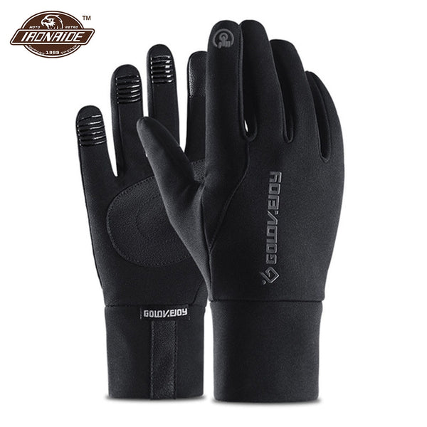 Fleece Lined Motorcycle Gloves Waterproof Guantes Moto Touch Screen Warm Winter Glove Windproof Gloves Motorcycle Black Grey