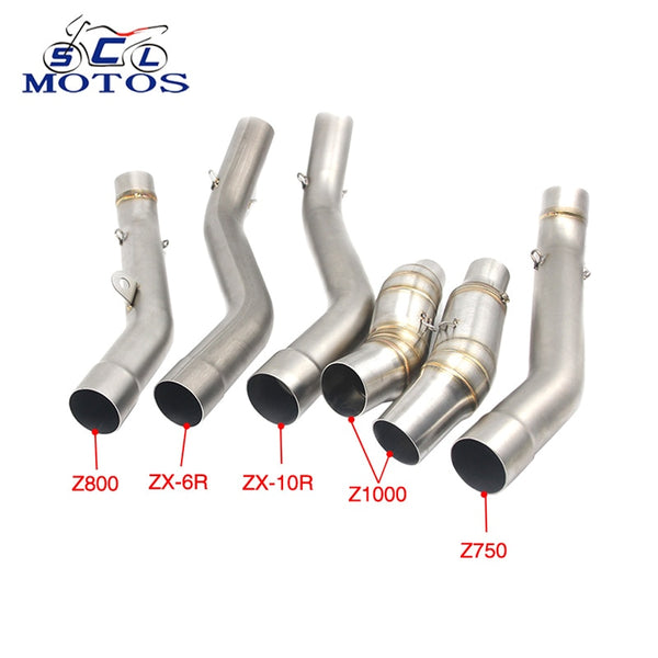 Sclmotos -Motorcycle Exhaust Muffler Middle Pipe Connector Adapter Fit for Kawasaki Z750 Z800 Z1000 ZX6R ZX10R without Exhaust