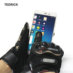 NEW Black Carbon Fiber Full Finger Knight Motorcycle Motorbike Racing Gloves Touch Screen gloves