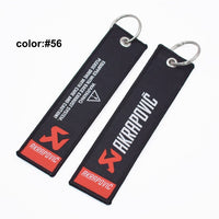 AKRAPOVIC Motorcycle Cars Keychain Embroidery Real Men Like Curves Keyring Key Fobs OEM Jewelry